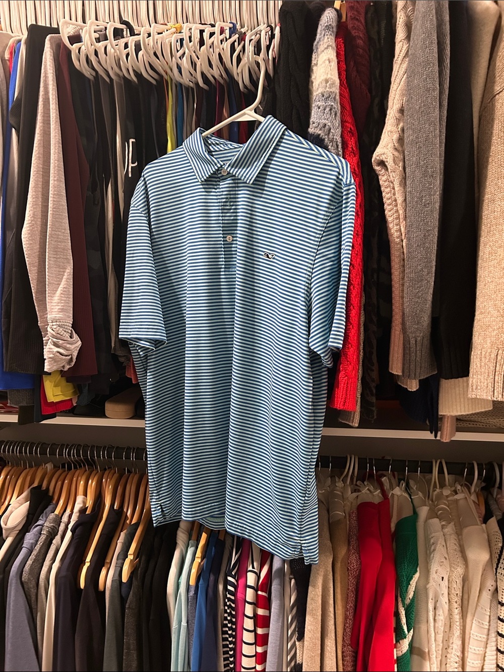 Vineyard Vines Blue and White Striped Polo